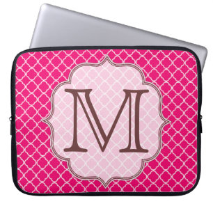 Hot Pink Quarterfolienmonogramm 15" Notebookgehäus Laptopschutzhülle