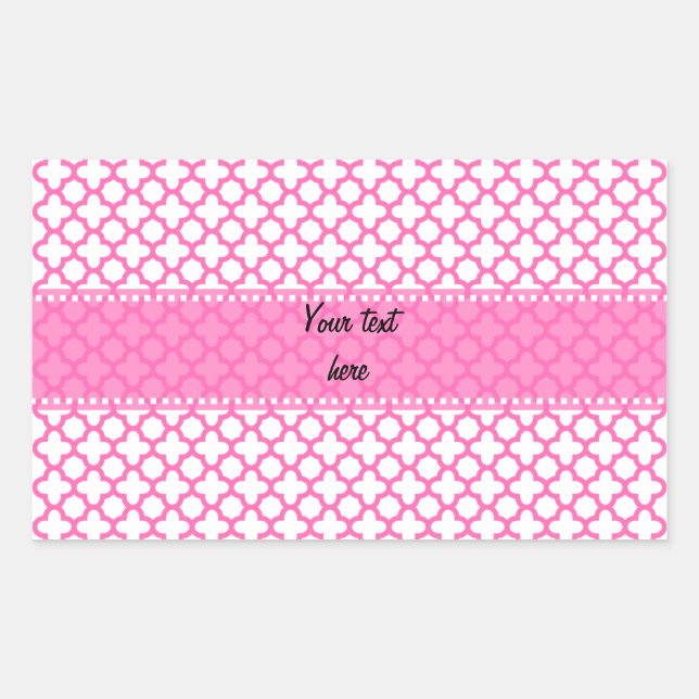 Hot-Pink-Quatrefolienmuster Rechteckiger Aufkleber (Vorderseite)