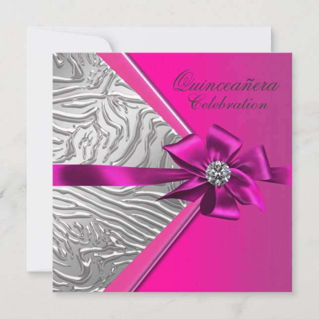 Hot Pink Quinceanera Geburtstagsparty Einladung (Vorderseite)