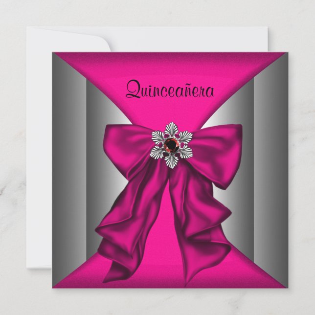 Hot Pink Quinceanera Hot Pink Geburtstagsparty Einladung (Vorderseite)