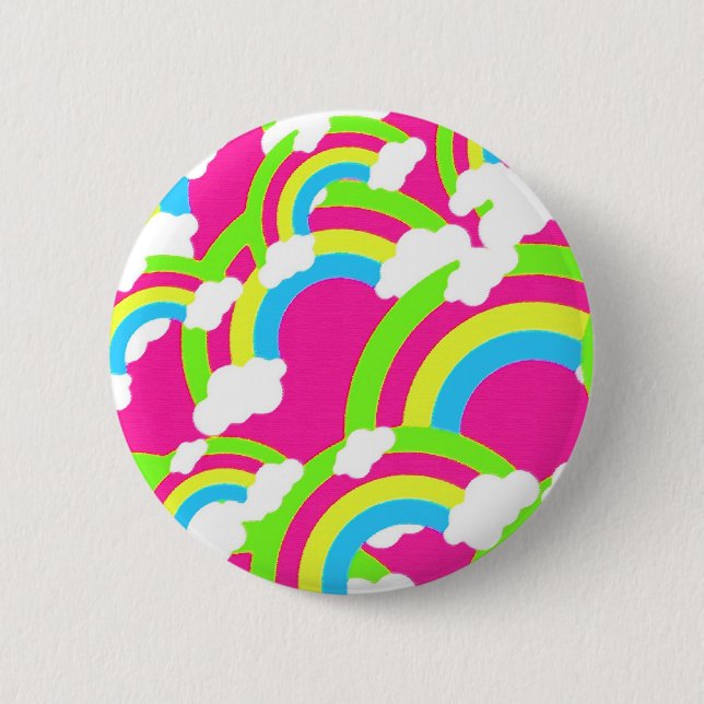 Hot Pink Rainbow Pattern Button (Vorderseite)