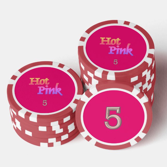 Hot Pink Red 5 Strip Poker Chip (Stapel)