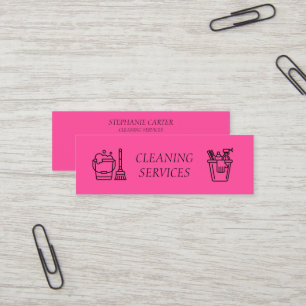 Hot Pink Reinigungsdienstleistungsunternehmen Mini Visitenkarte