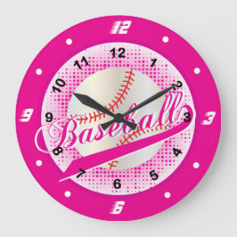 Hot Pink Retro Baseball Style Große Wanduhr