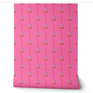 Hot Pink Retro Berry Kirsche Streifen - Küche Tapete