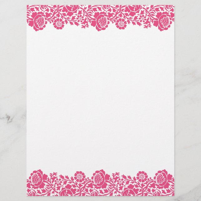 Hot Pink Retro Floral Damask Border (Vorderseite)
