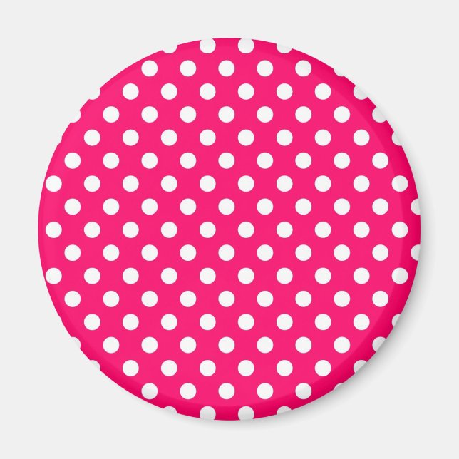 Hot Pink Retro Polka Dots Muster Magnet (Vorne)