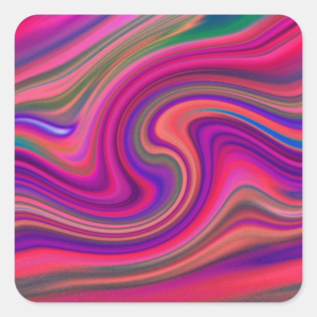 Hot Pink Retro Swirt Epicenter Quadratischer Aufkleber (Vorderseite)