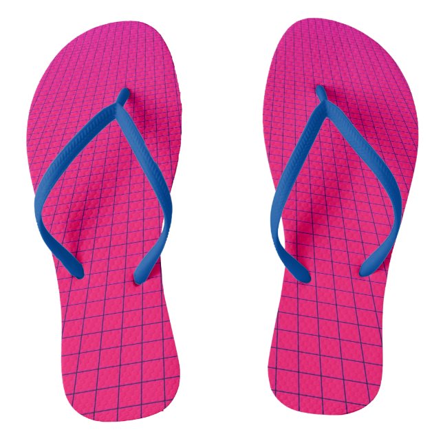 Hot Pink Retrowave Grid Flip Flops (Fußbett)