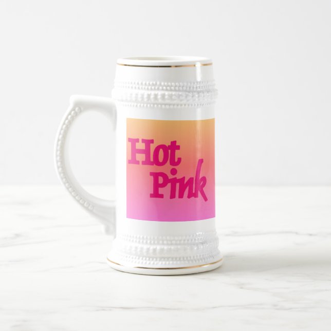 Hot Pink Reverse White Stein Gold Trimmung Bierglas (Links)