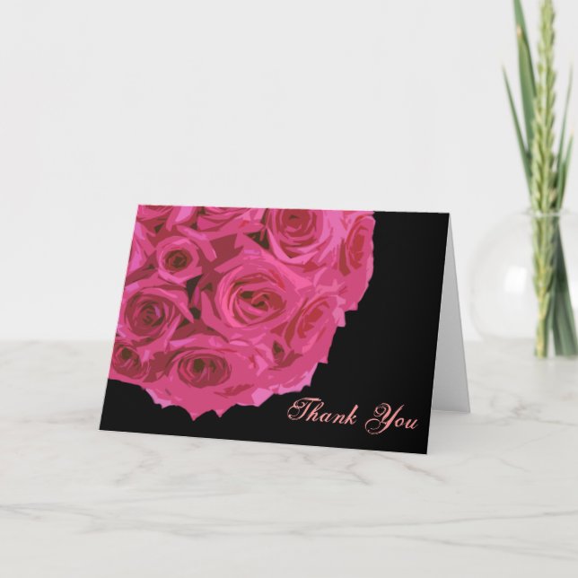 Hot Pink Rose Bouquet Danke Karte (Vorderseite)