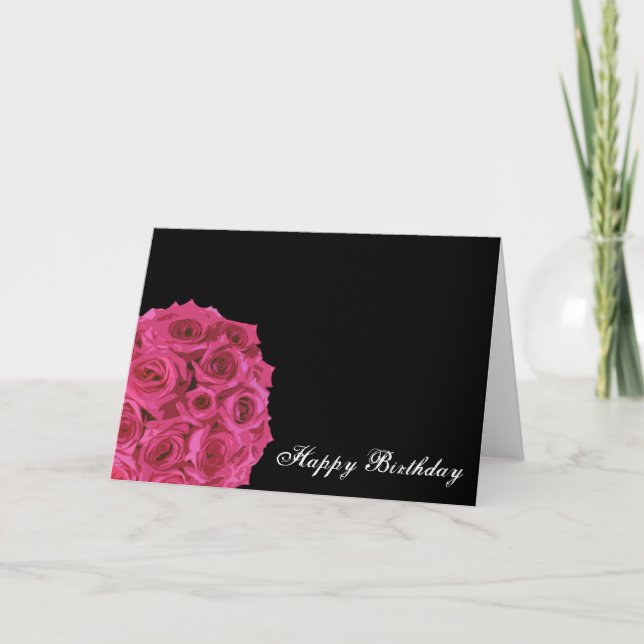 Hot Pink Rose Bouquet Geburtstagskarte Karte (Vorderseite)