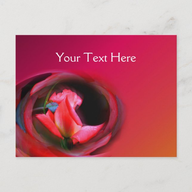 Hot Pink Rosenknospe Abstrakte Blumen Postkarte (Vorderseite)