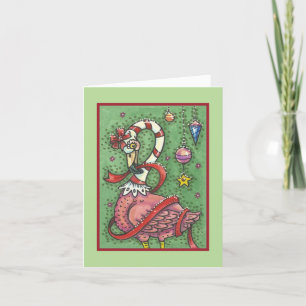 HOT PINK SANTA FLAMINGO CHRISTMAS GREETCARD B FEIERTAGSKARTE