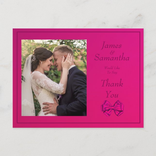 Hot Pink Satin Bow - Danke Postkarte (Vorderseite)