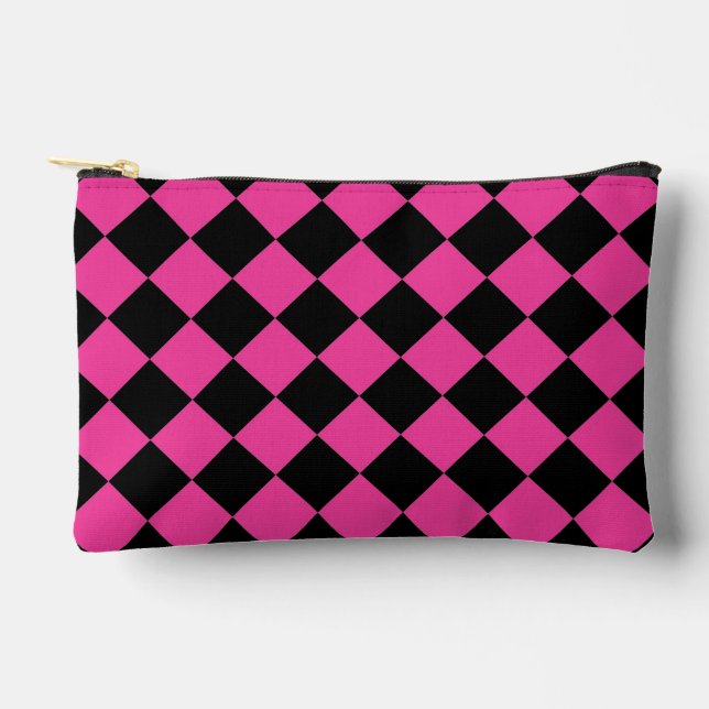 Hot Pink-Schachbretter Zubehörtasche (Vorderseite)