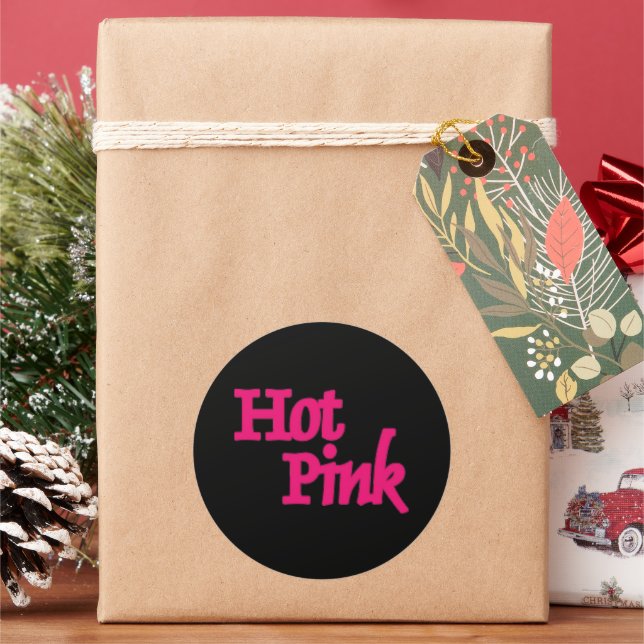 Hot Pink schwarz, rund große Aufkleber (Feiertag)
