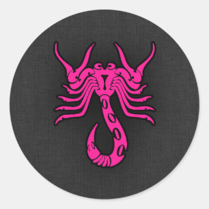 Hot Pink Scorpio Skorpion Zodiac Zeichen Runder Aufkleber