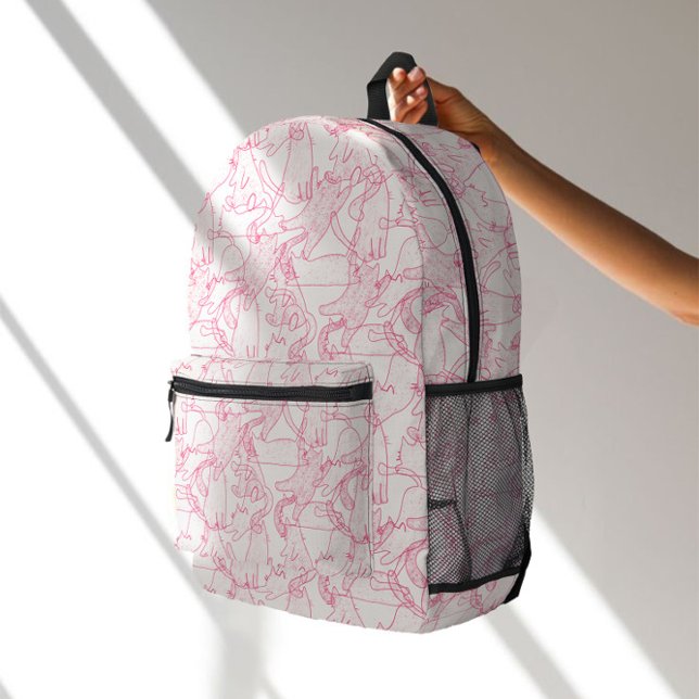 Hot Pink Scribble Cats – modern cute Pattern Bedruckter Rucksack (Von Creator hochgeladen)