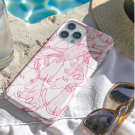 Hot Pink Scribble Cats – modern cute Pattern iPhone 15 Pro Hülle