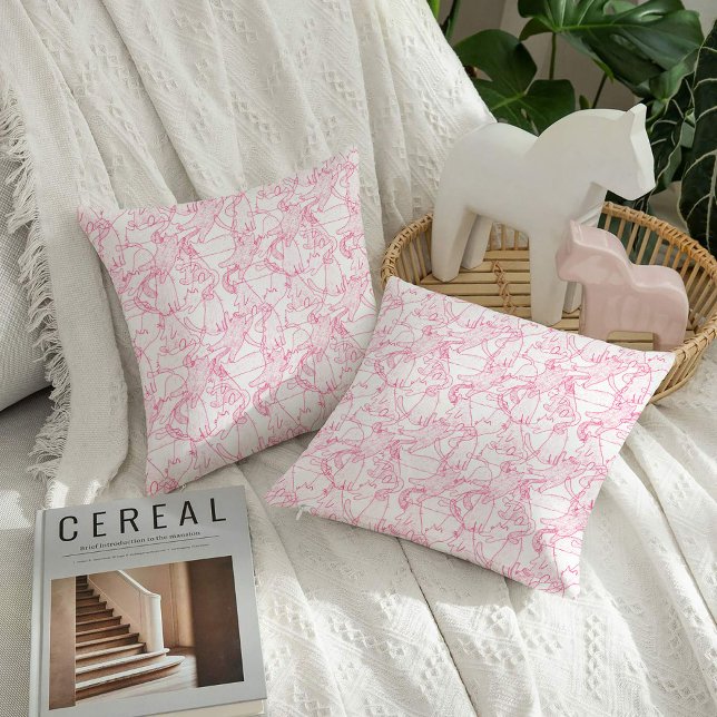 Hot Pink Scribble Cats – modern cute Pattern Kissen (Von Creator hochgeladen)