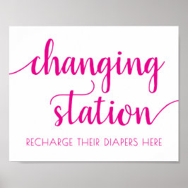 Hot Pink Script | Wechselstation Fuchsia Rose Poster
