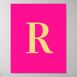 Hot Pink Simple Monogram Poster