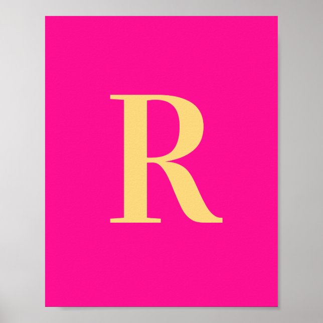 Hot Pink Simple Monogram Poster (Vorne)