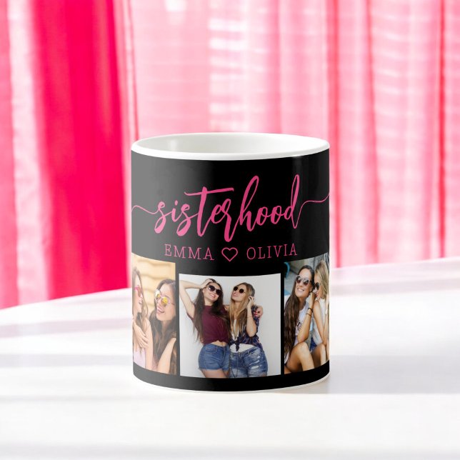 Hot Pink Sisterhood Schwestern 3 FotoCollage Kaffeetasse (Von Creator hochgeladen)