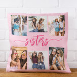 Hot Pink Sisters 6 Foto Collage Keepake Geschenk Kissen<br><div class="desc">Die Band der Schwesternschaft mit den Hot Pink Sisters 6 Foto Collage Keepake Geschenkkissen sammeln. Dieses personalisierte Kissen besticht durch ein lebhaftes, heiß rosa Design und eine wunderschön gestaltete Collage aus sechs hochgeschätzten Fotos, die unvergessliche Momente zwischen Schwestern und Schwestern feiern. Es ist aus hochwertigen Materialien gefertigt und verleiht jedem...</div>