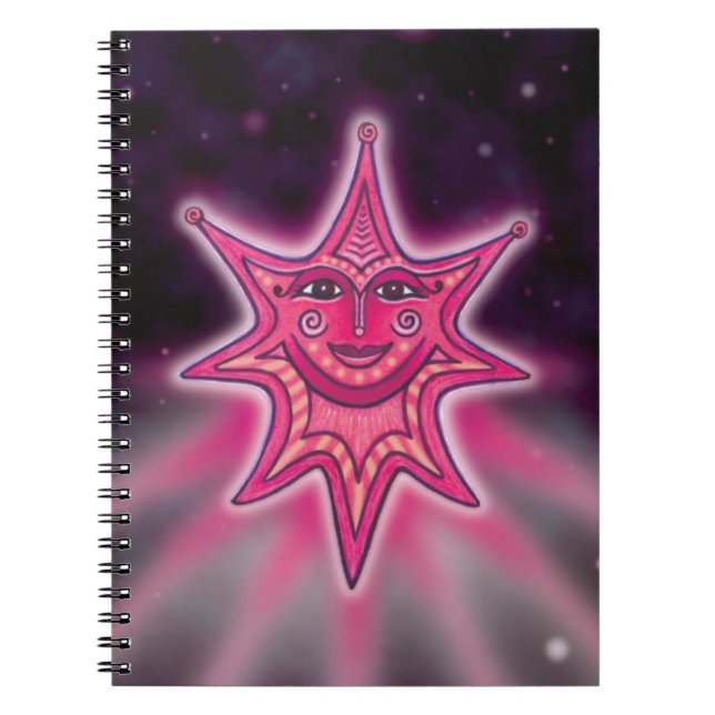 Hot Pink Smilam Star Notebook Notizblock (Vorderseite)