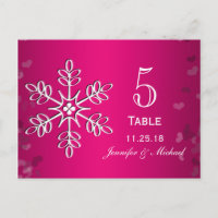 Hot Pink Snowflake Hochzeitskarten für die Tischnu
