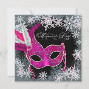 Hot Pink Snowflake Masquera Party Einladungen