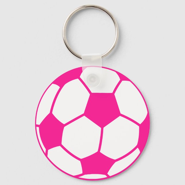 Hot Pink Soccer Ball Schlüsselanhänger (Vorderseite)