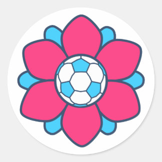 Hot Pink Soccer Girl Runder Aufkleber