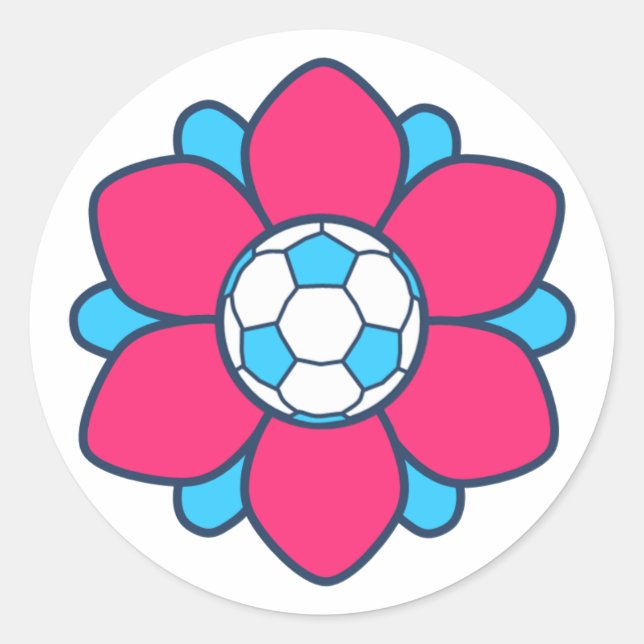Hot Pink Soccer Girl Runder Aufkleber (Vorderseite)