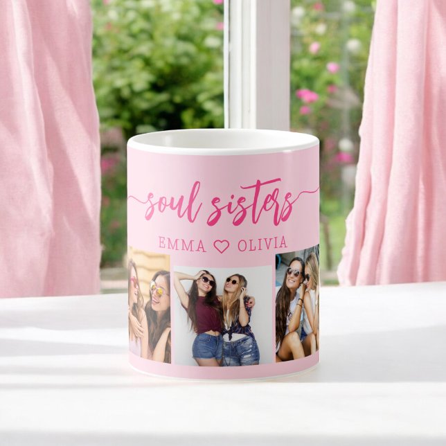 Hot Pink Soul Sisters 3 Foto Collage Keepake Kaffeetasse (Von Creator hochgeladen)