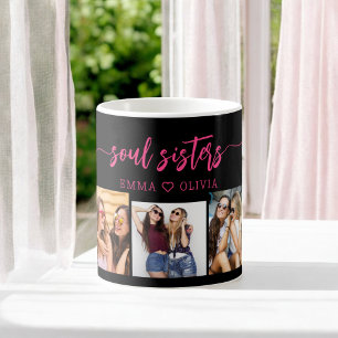 Hot Pink Soul Sisters 3 Foto Collage Keepake Kaffeetasse