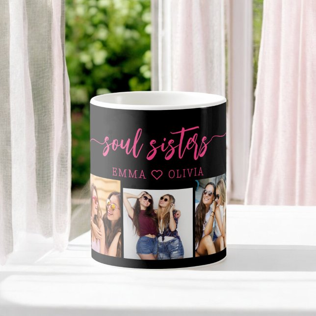 Hot Pink Soul Sisters 3 Foto Collage Keepake Kaffeetasse (Von Creator hochgeladen)