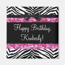 Hot Pink Sparkle Zebra Girly Girl