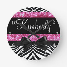 Hot Pink Sparkle Zebra Girly Girl