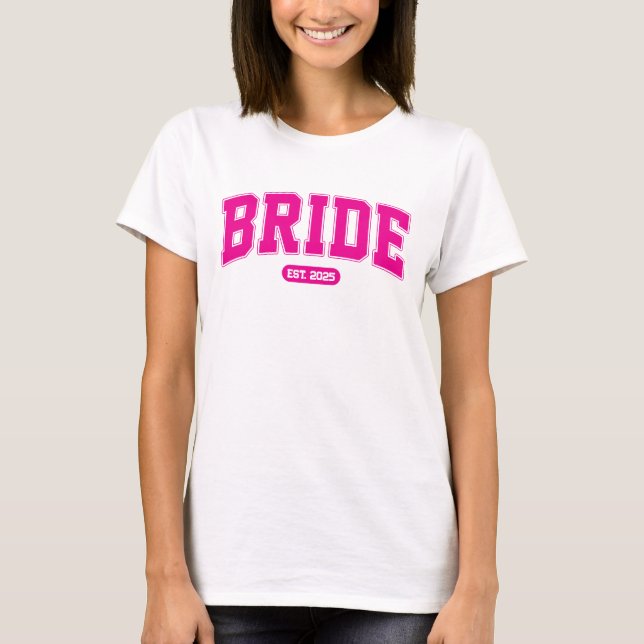 Hot Pink Sports Bridge Junggeselinnen-Abschied T-Shirt (Vorderseite)