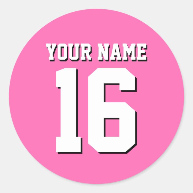Hot Pink Sporty Team Jersey Runder Aufkleber (Vorderseite)