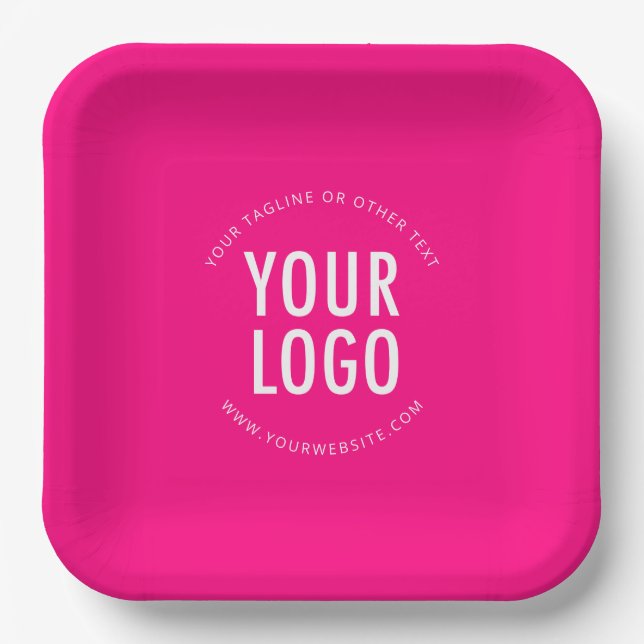 Hot Pink Square Paper Plates Custom Logo Printed Pappteller (Vorderseite)