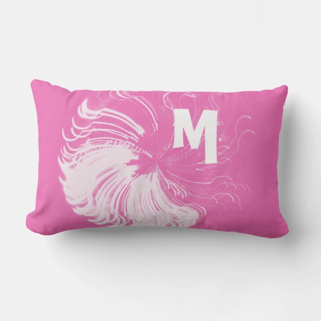 Hot Pink Squigggle Monogramm Lendenkissen (Vorderseite)