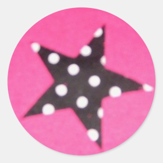 Hot Pink Star Design Round Stickers (Vorderseite)