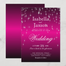 Hot Pink Star Lights Hochzeitseinladung
