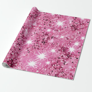 Hot Pink Stars Glitzer Geschenkpapier