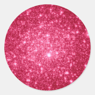 Hot Pink Stars Runder Aufkleber