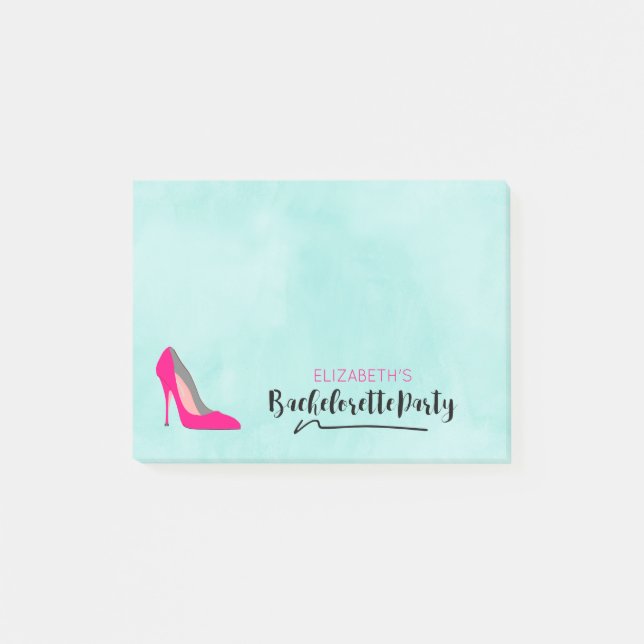 Hot Pink Stiletto High Heel Junggeselinnen-Abschie Post-it Klebezettel (Vorderseite)